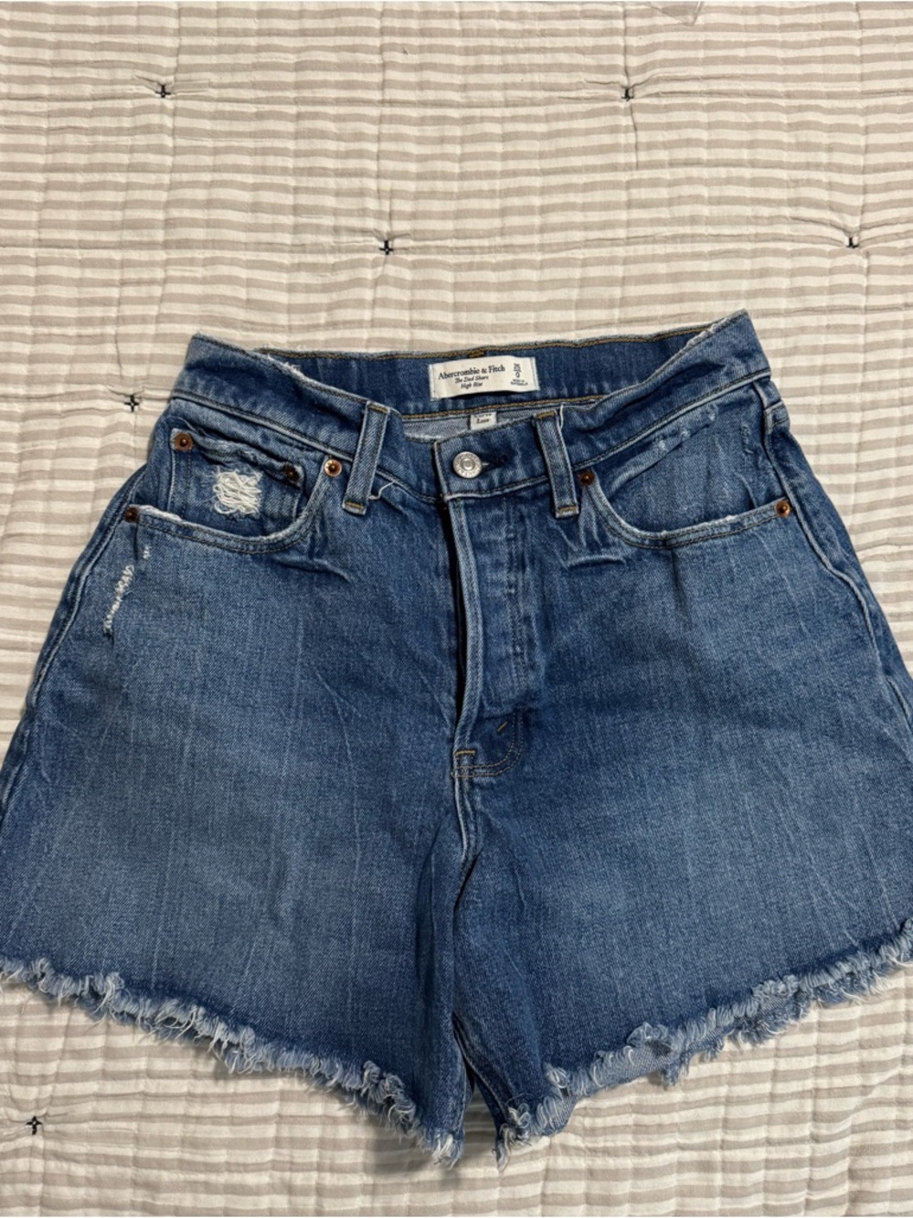Abercrombie & Fitch High Rise The Dad Shorts | Curve Love Size 25 | Classic Blue